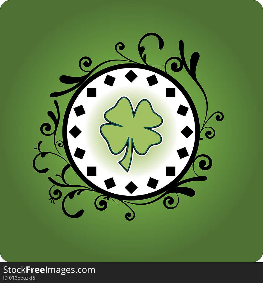 Clover Illustration with decoration, Saint Patrick's Day Concept. Clover Illustration with decoration, Saint Patrick's Day Concept