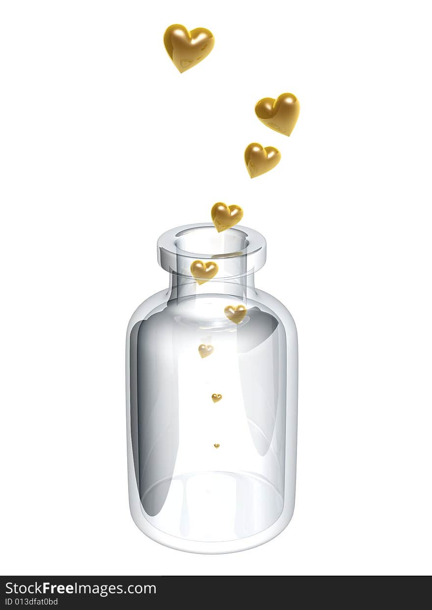 Golden Heart In Bottle