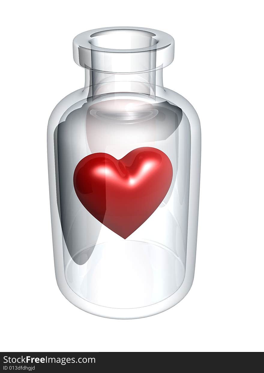 Red heart in bottle