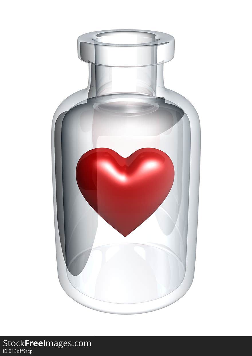 Red Heart In Bottle