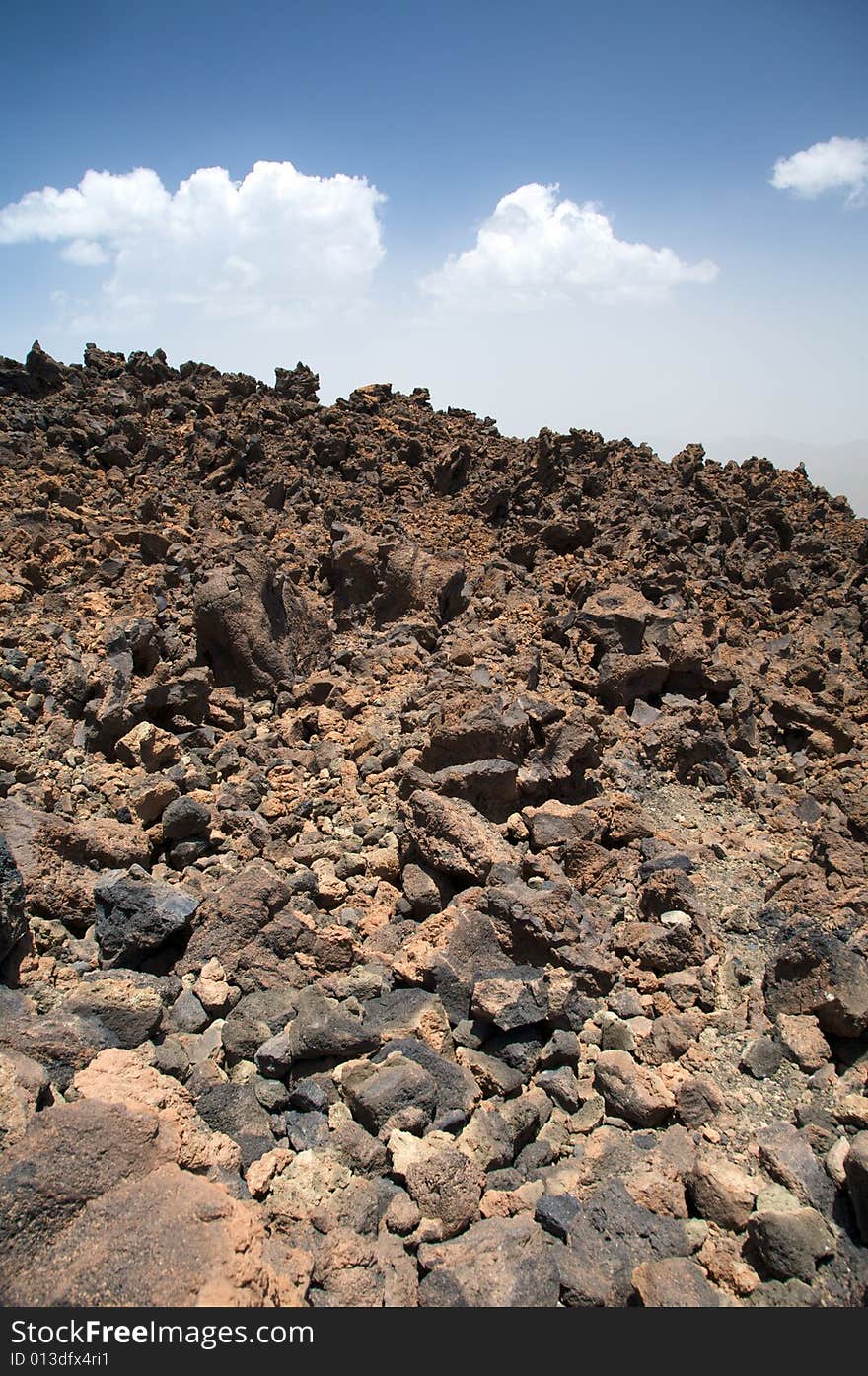 Volcanic rocks near teide volcano in tenerife spain