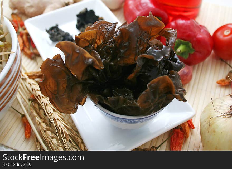 A fresh mushrooms used in chinese kitchens. A fresh mushrooms used in chinese kitchens