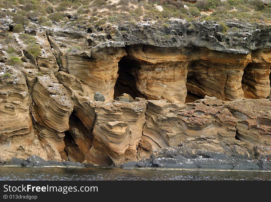 Rock textures in Island in the Mediterranean Sea