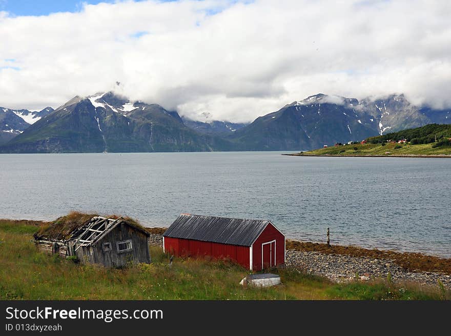 Fishermen's cabins at the lake