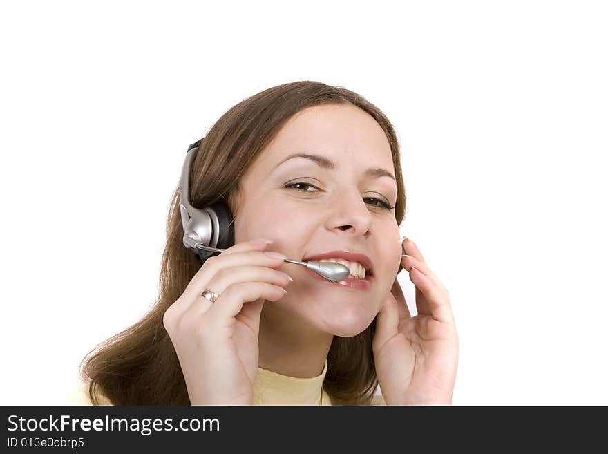 Young Woman In Earpieces