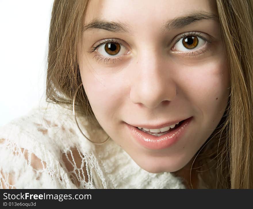 Face Portrait Of Beauty Young Girl Teenager.