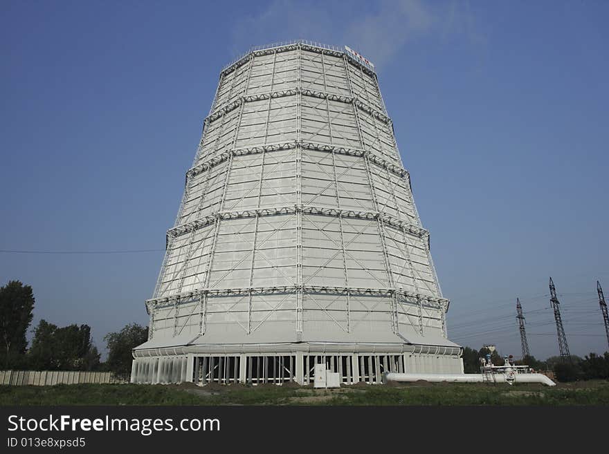 Heat power station. after rotation of the steam turbine vapour is condensed. hereinafter condensed water little is coolled in this tower. hereinafter again moves in steam caldrons. Heat power station. after rotation of the steam turbine vapour is condensed. hereinafter condensed water little is coolled in this tower. hereinafter again moves in steam caldrons