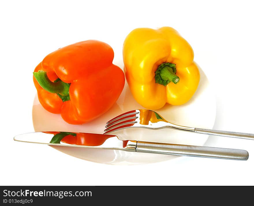 Pepper on a white plate