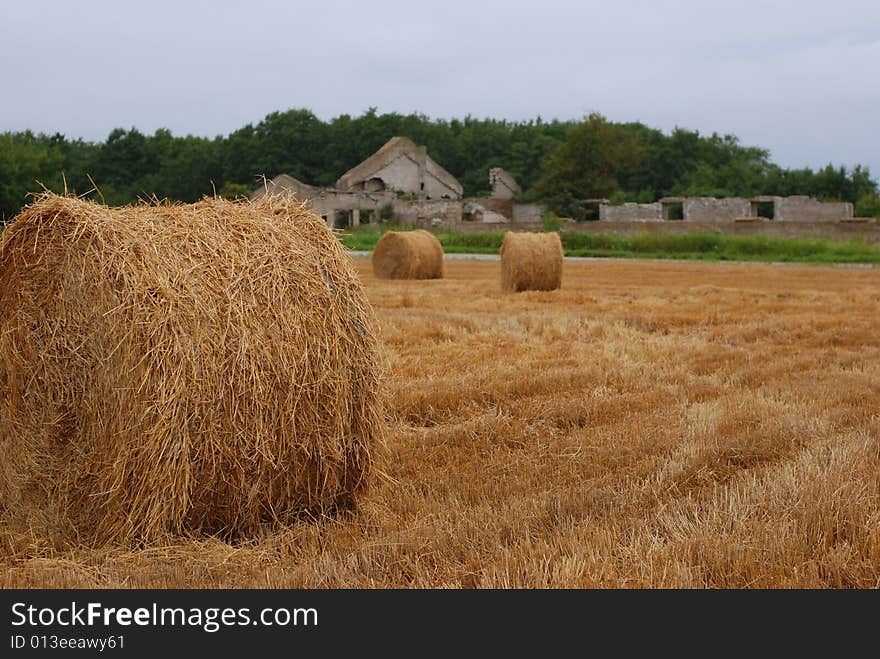 Hay bales lanshaft in overcast day. Hay bales lanshaft in overcast day