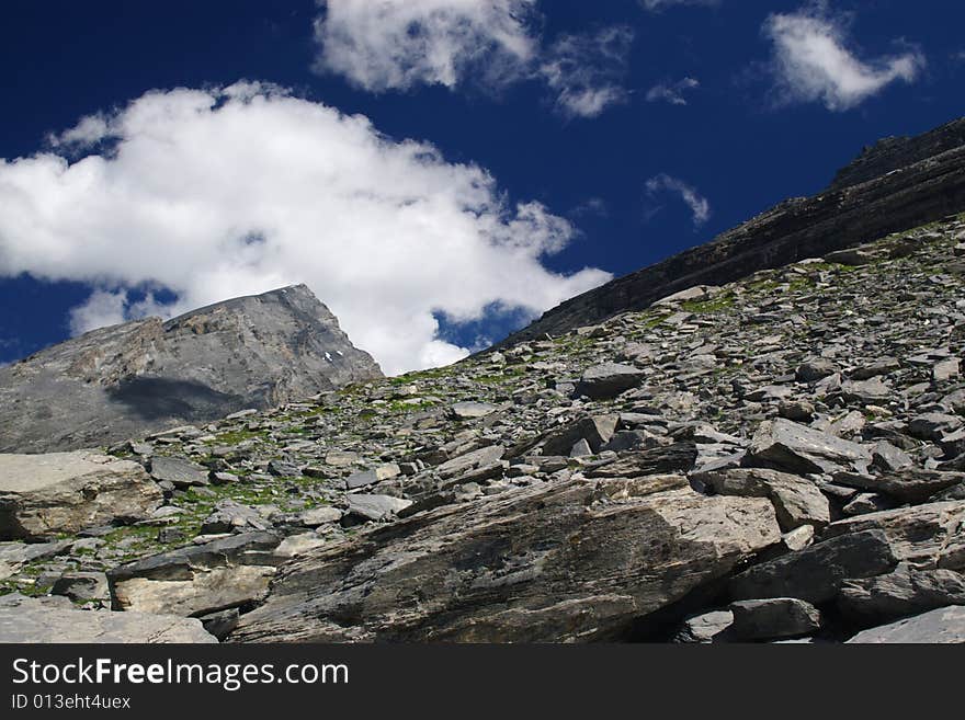 Rocky mountains under clouds