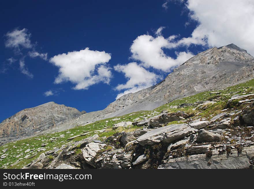 Rocky mountains under clouds