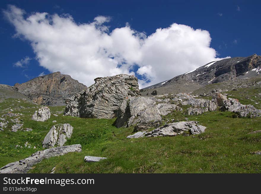 Rocky Mountains Under Clouds