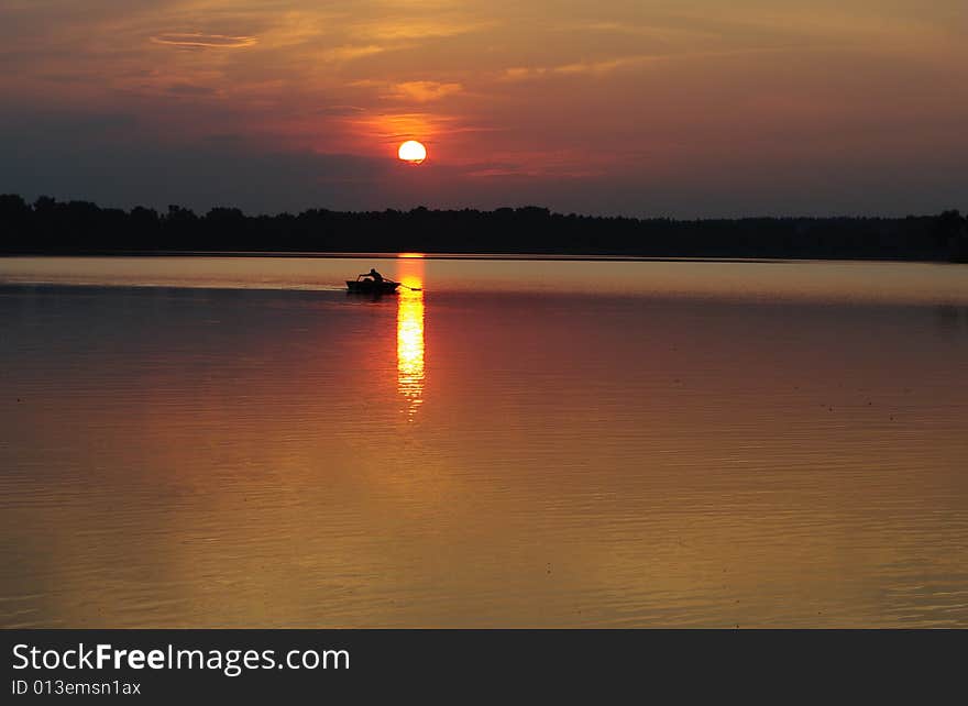 Sunset over like in Poland