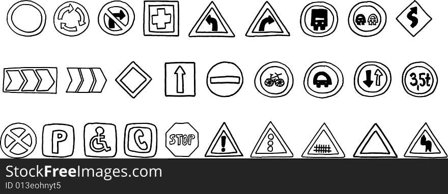 Traffic marks on white background. vector image