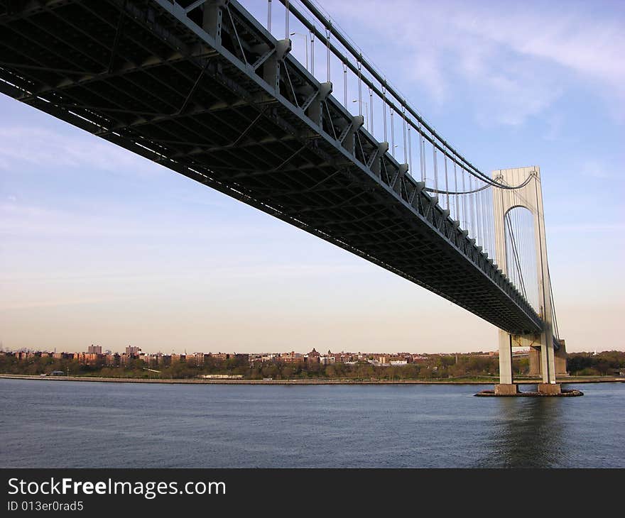 The bridge of New York City in a sunset light. The bridge of New York City in a sunset light.