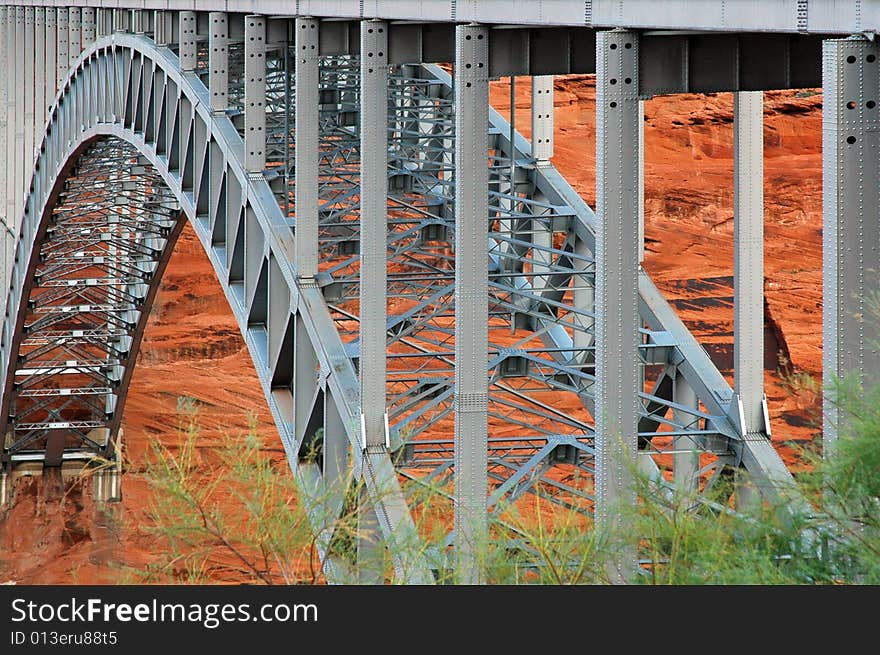 Details of the construction of a bridge made of steel