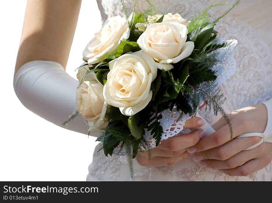 Wedding Bouquet In Hands Of The Bride