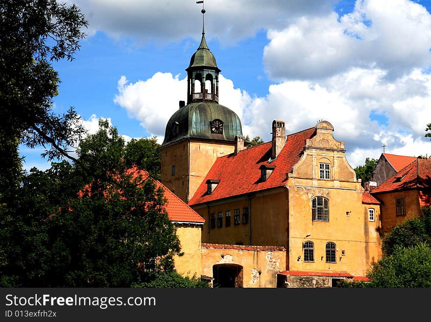 Straupe castle in sunny day