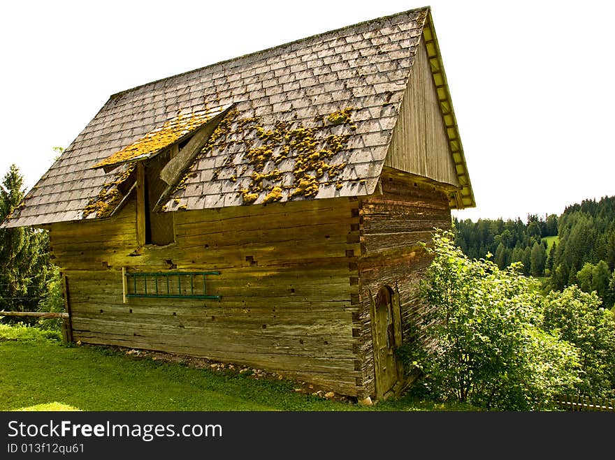 A wooden hut in the Austrian alps