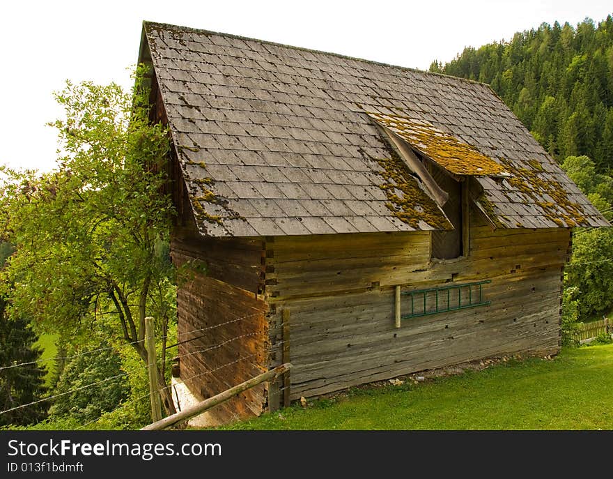 A wooden hut in the Austrian alps