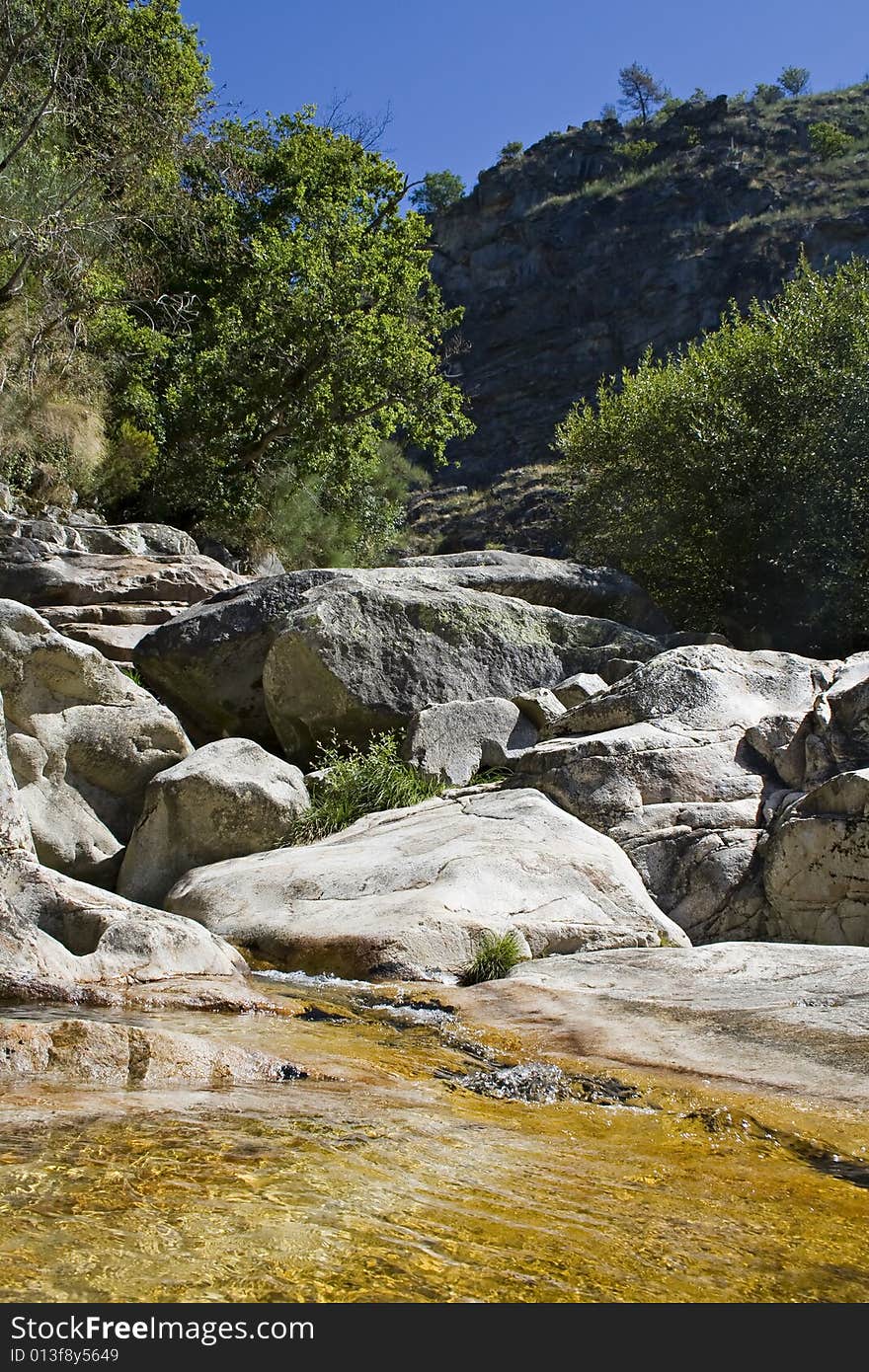 Canyon river with mountain on the background