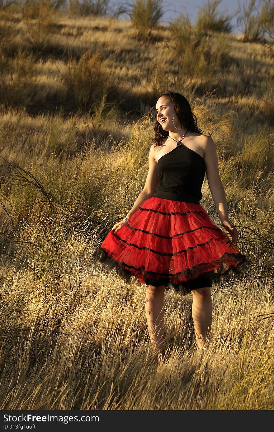 Girl with red skirt