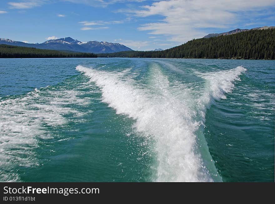 Magline lake on a sunny day Jasper National Park Alberta Canada