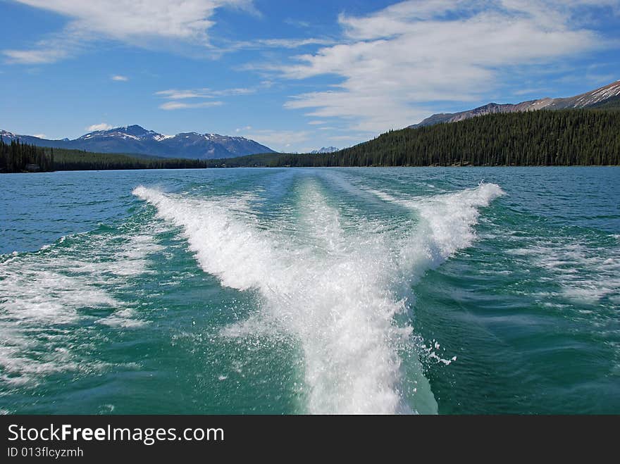 Magline lake on a sunny day Jasper National Park Alberta Canada