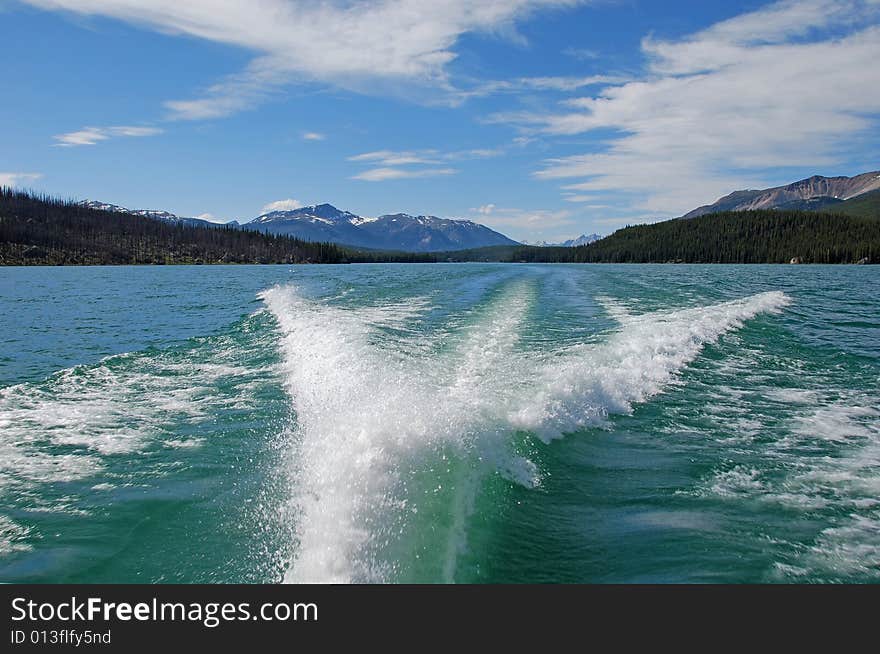 Magline lake on a sunny day Jasper National Park Alberta Canada