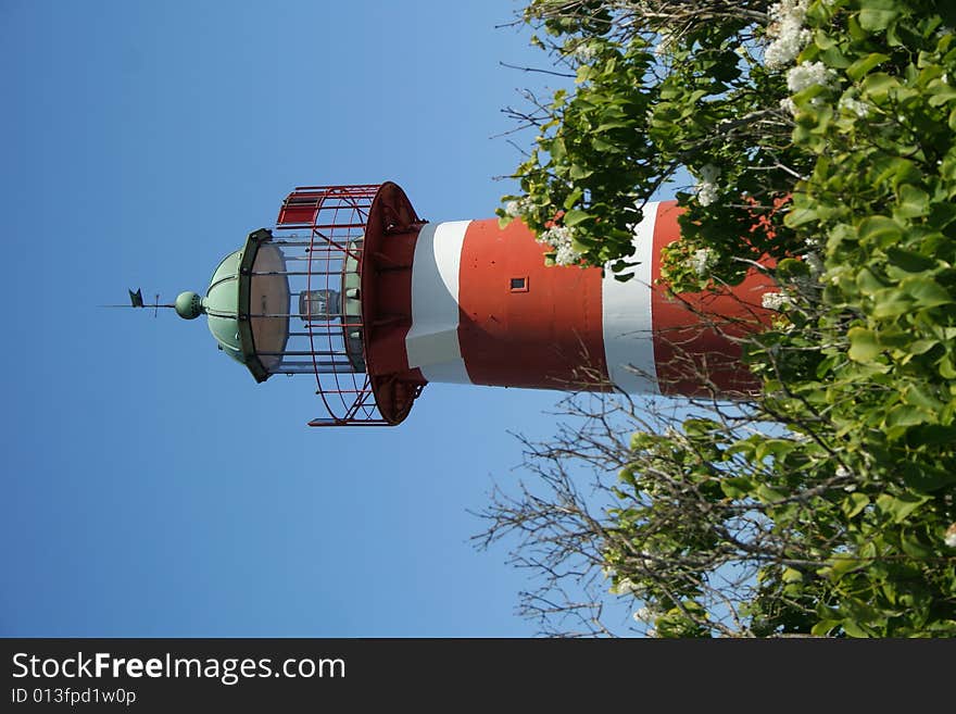 Red and white lighthouse from Gotland