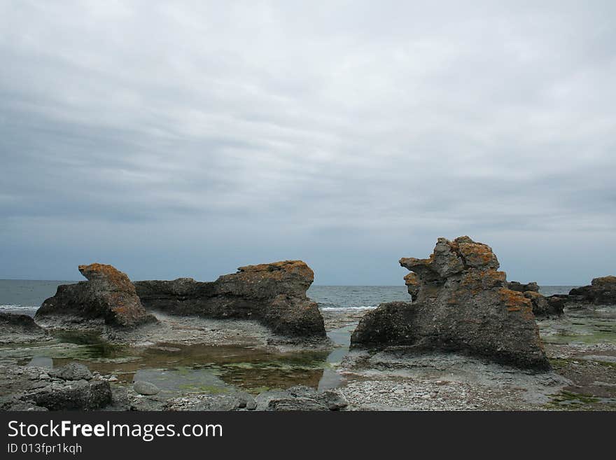 Rockies nd sea, Sweden, Gotland. Rockies nd sea, Sweden, Gotland