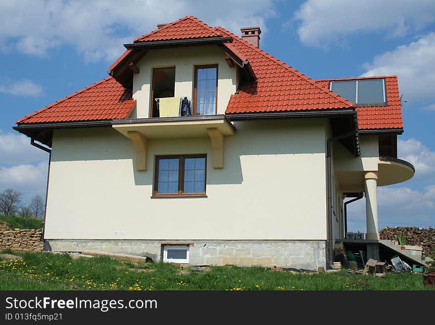 House with red roof, poland. House with red roof, poland