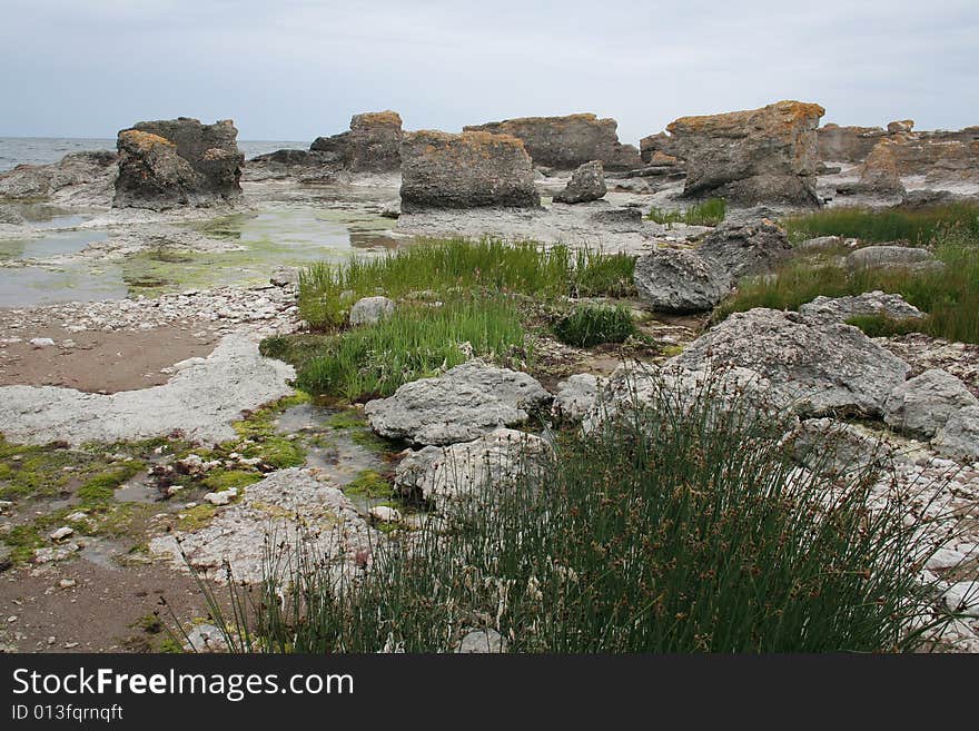 Rocks and shoreline Sweden, Gotland