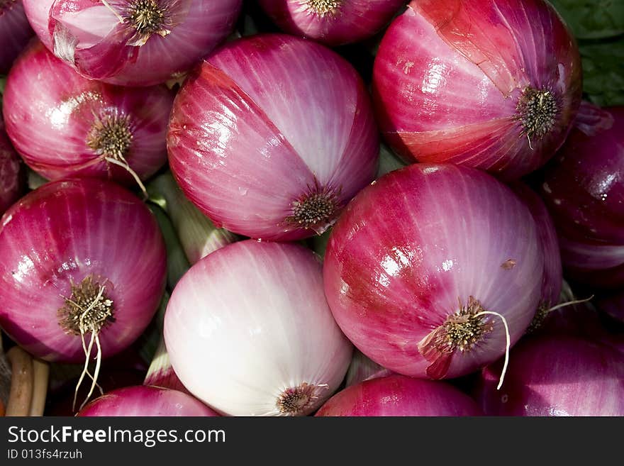 Group of red onions. Horizontal. Group of red onions. Horizontal