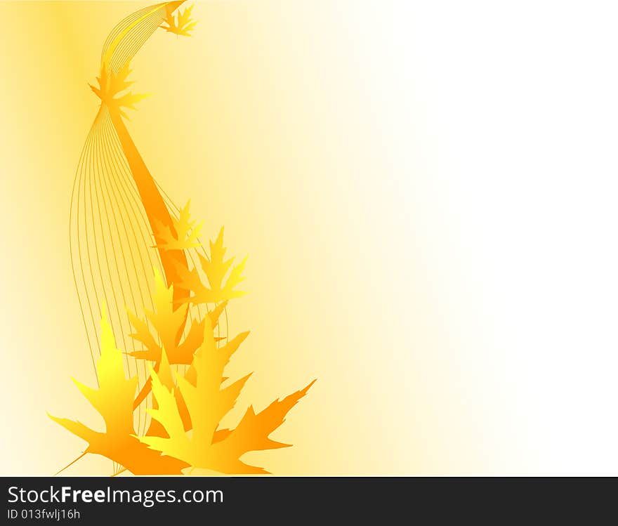 Silhouettes of leaves, background, yellow