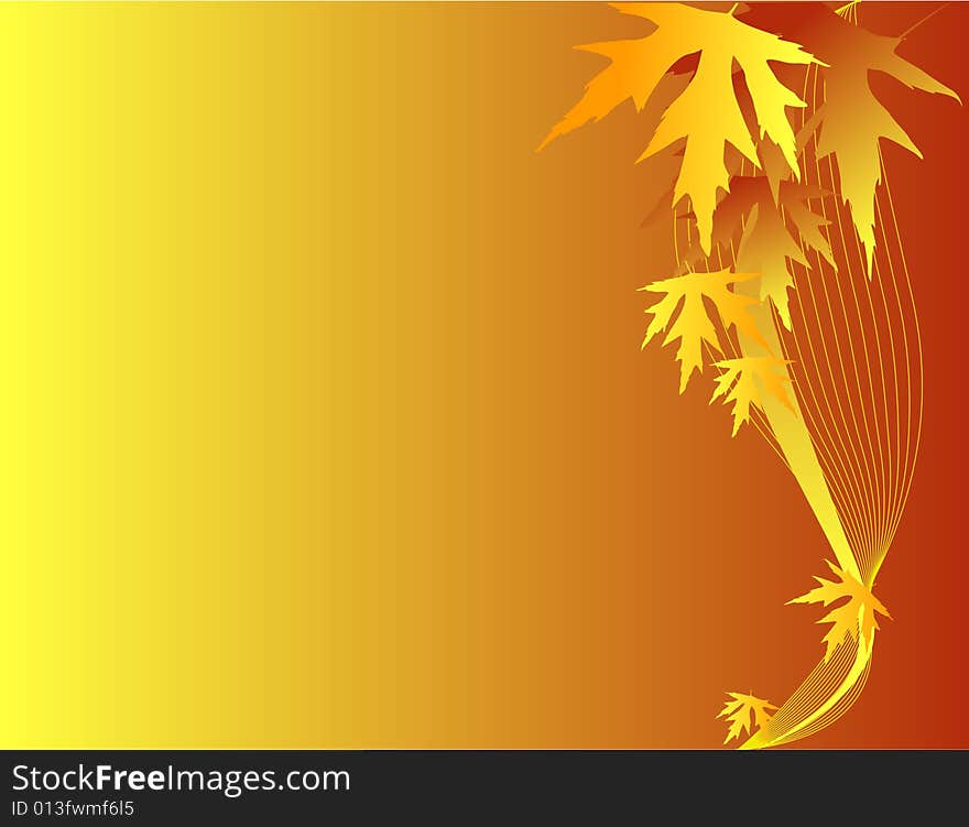 Silhouettes of leaves, background, yellow, orange