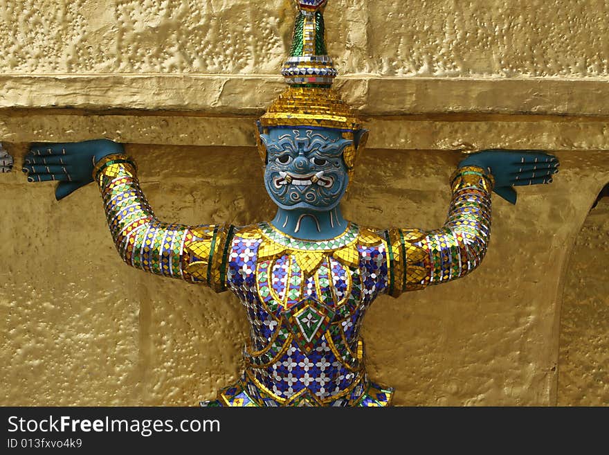 A guard in a temple at Bangkok, Thailand. A guard in a temple at Bangkok, Thailand