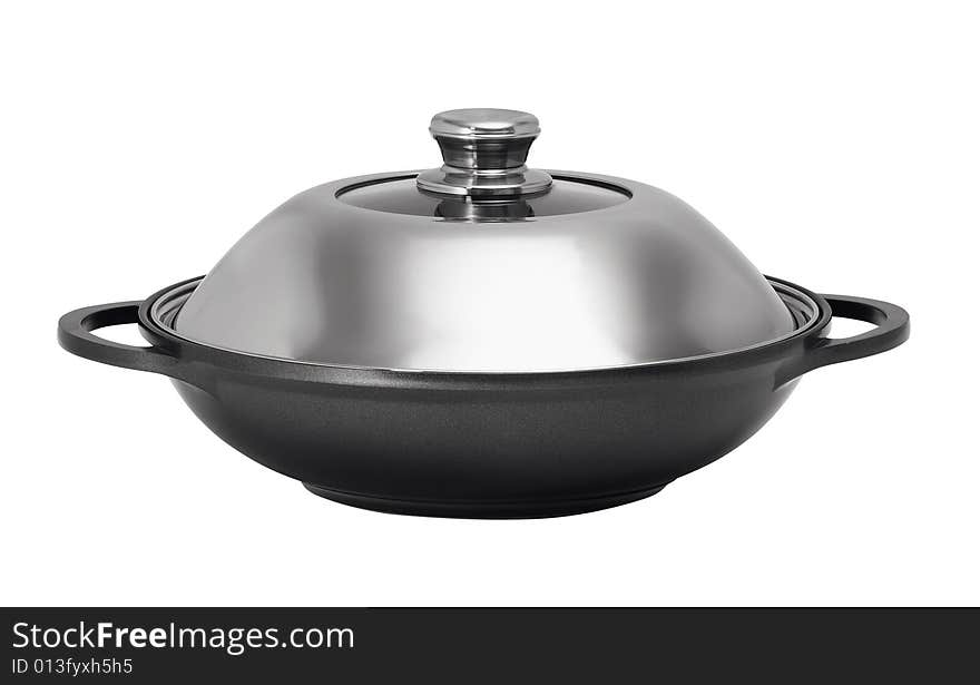 Fry pan on a white. Fry pan on a white