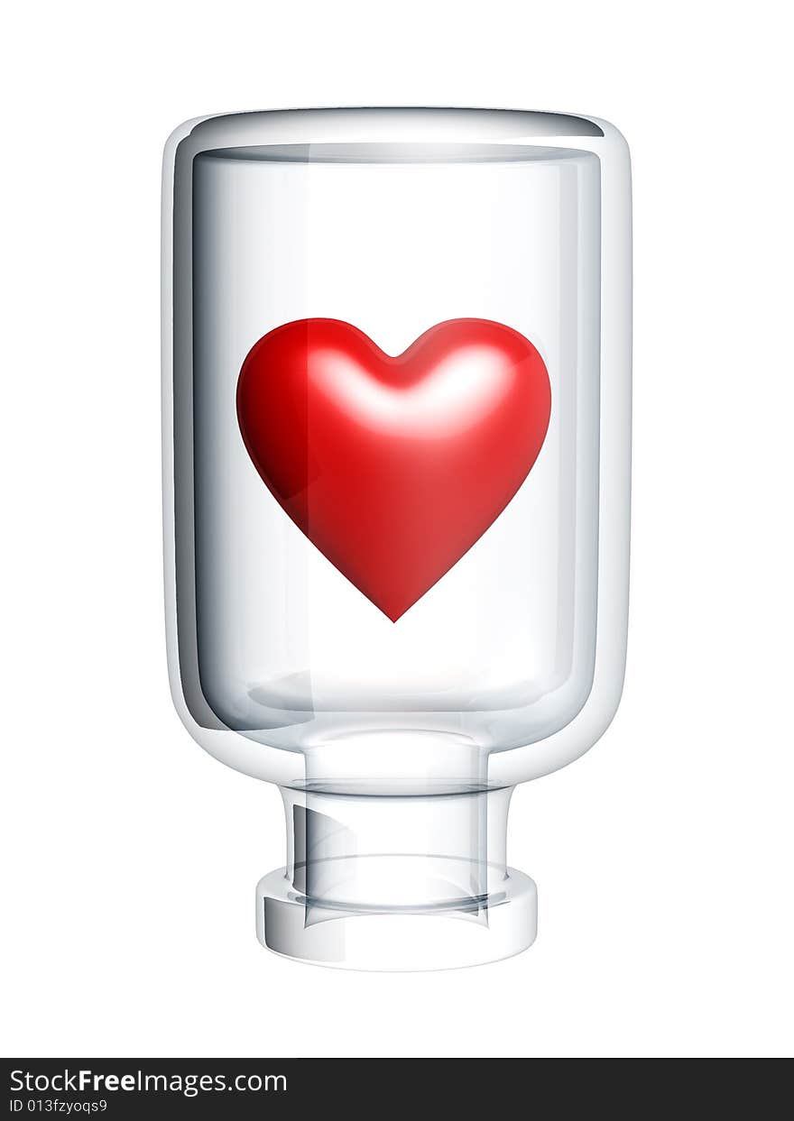 Red Heart In Bottle