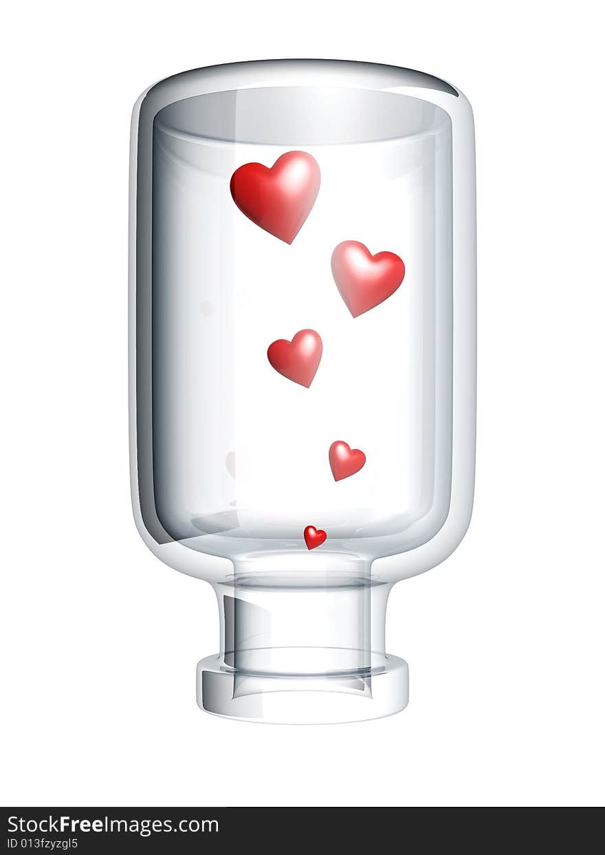 Red Heart In Bottle