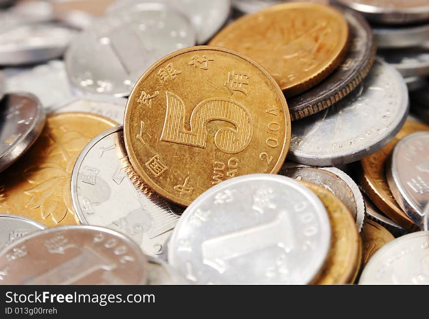 Macro shot of RMB coins. Macro shot of RMB coins