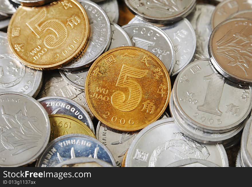 Macro shot of RMB coins. Macro shot of RMB coins