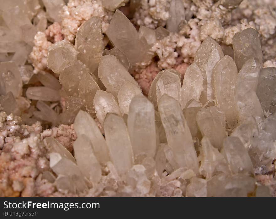 Extreme close-up of a beautiful piece of quartz crystal-mineral flower. Extreme close-up of a beautiful piece of quartz crystal-mineral flower.