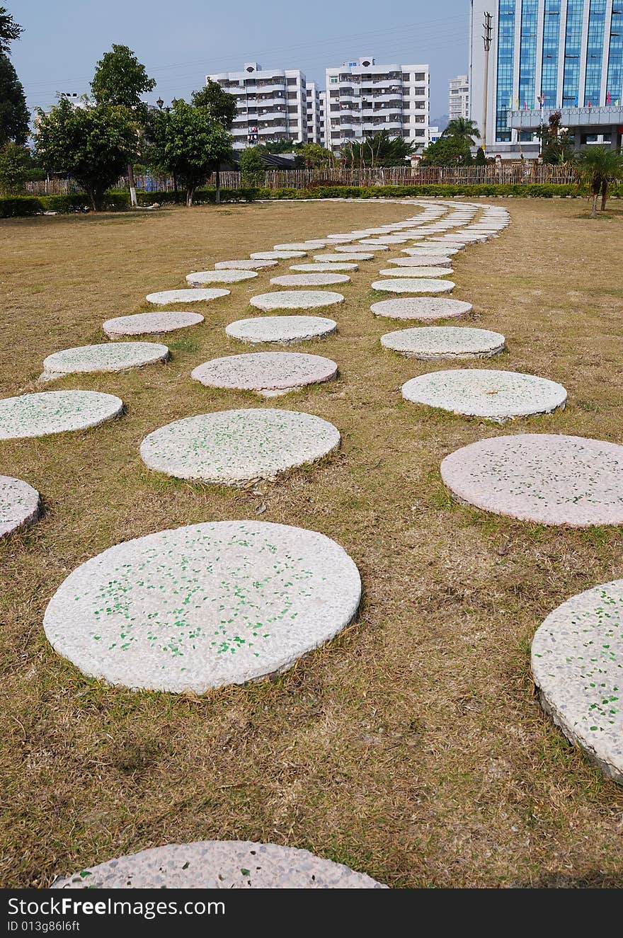 The bend alley in a park in city in China