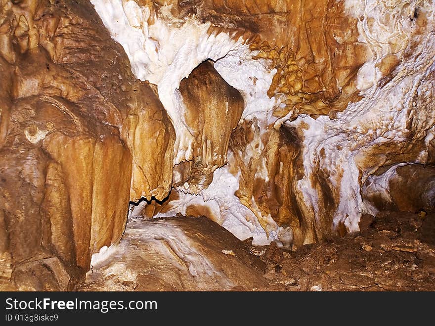 Texture of stalctites in a small cave. Texture of stalctites in a small cave