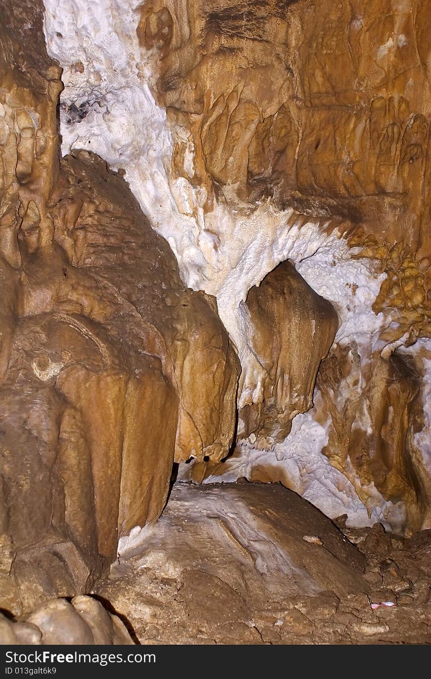 Texture of stalctites in a small cave. Texture of stalctites in a small cave