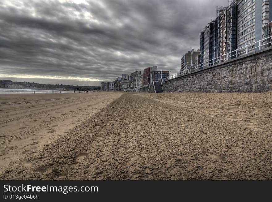 Cloudy beach