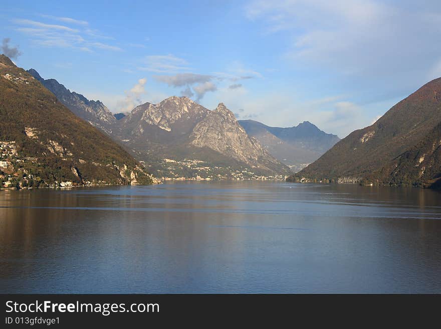 Panorama of the Lugano lake (Tessin - Switzerland)