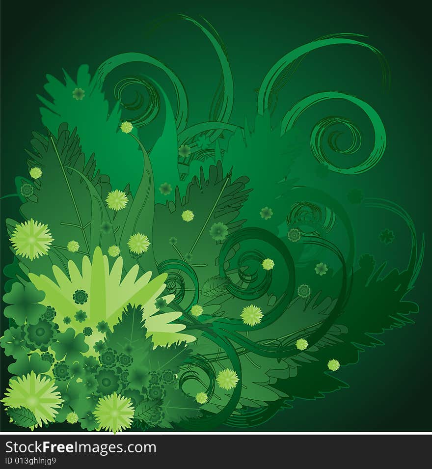 Floral background green vector illustration