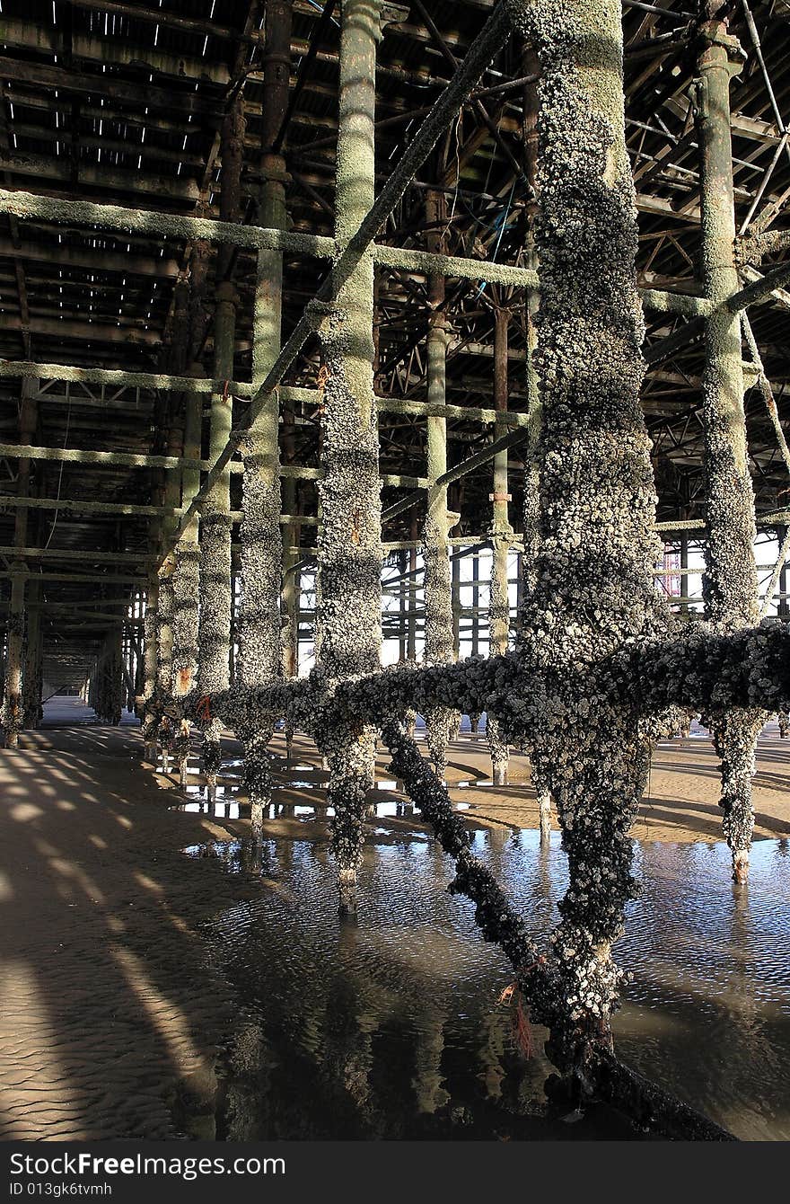 Underneath Blackpool North Pier , Blackpool, England. Underneath Blackpool North Pier , Blackpool, England